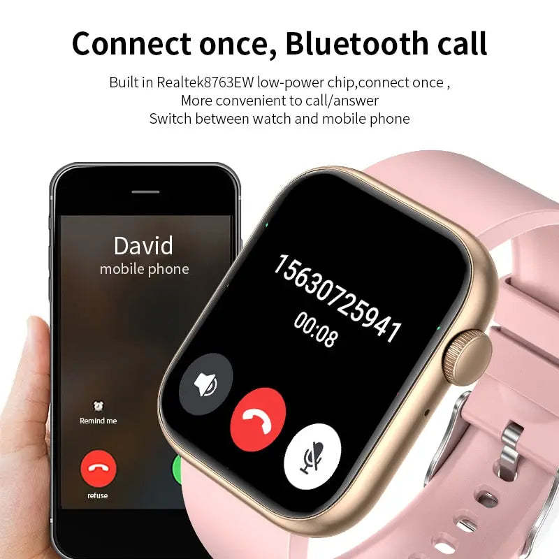 Relógio inteligente LIGE para mulheres, tela sensível ao toque, chamada Bluetooth, à prova d'água, esportivo, fitness, rastreador, relógio inteligente feminino