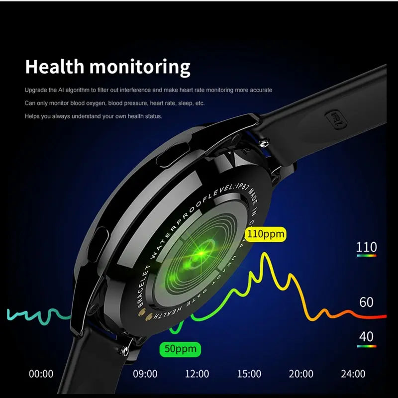 Relógio inteligente LIGE masculino e feminino com monitoramento de frequência cardíaca e pressão arterial, chamada Bluetooth, relógio inteligente masculino com IP67 à prova d'água