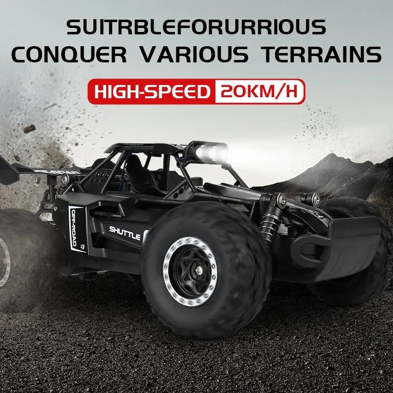 Carro RC 2.4Gh com Luzes LED 2WD, Alta Velocidade, Off-road, Controle Remoto, Escalada, Carros para Atividades ao Ar Livre, Drift, Brinquedos Infantis, Presentes para Meninos