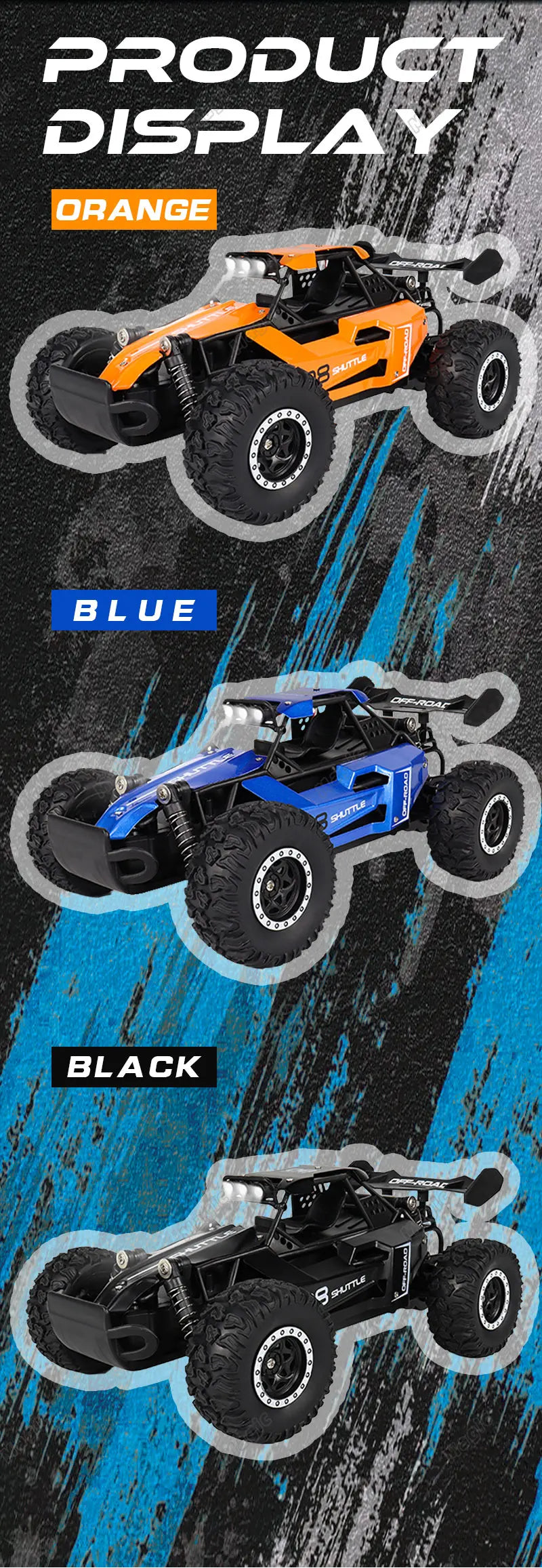 Carro RC 2.4Gh com Luzes LED 2WD, Alta Velocidade, Off-road, Controle Remoto, Escalada, Carros para Atividades ao Ar Livre, Drift, Brinquedos Infantis, Presentes para Meninos