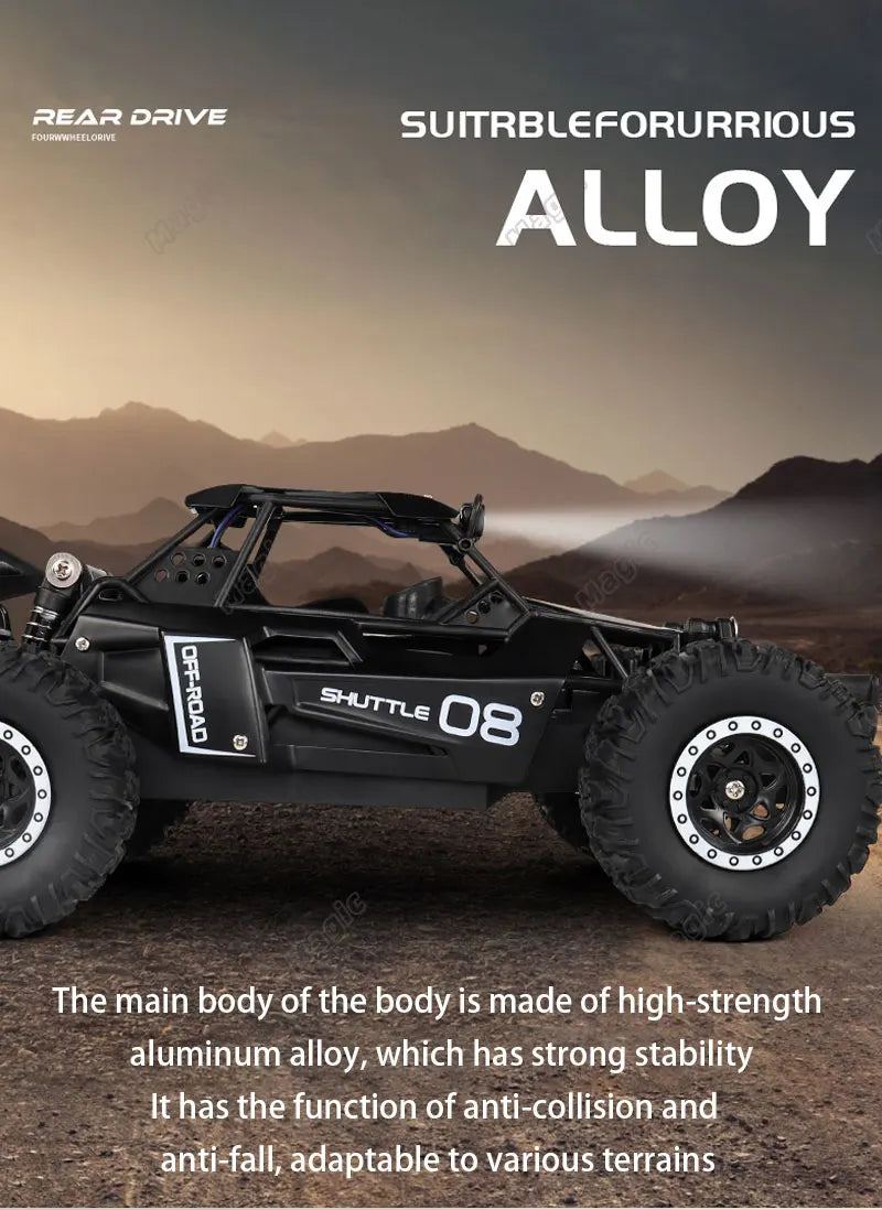 Carro RC 2.4Gh com Luzes LED 2WD, Alta Velocidade, Off-road, Controle Remoto, Escalada, Carros para Atividades ao Ar Livre, Drift, Brinquedos Infantis, Presentes para Meninos