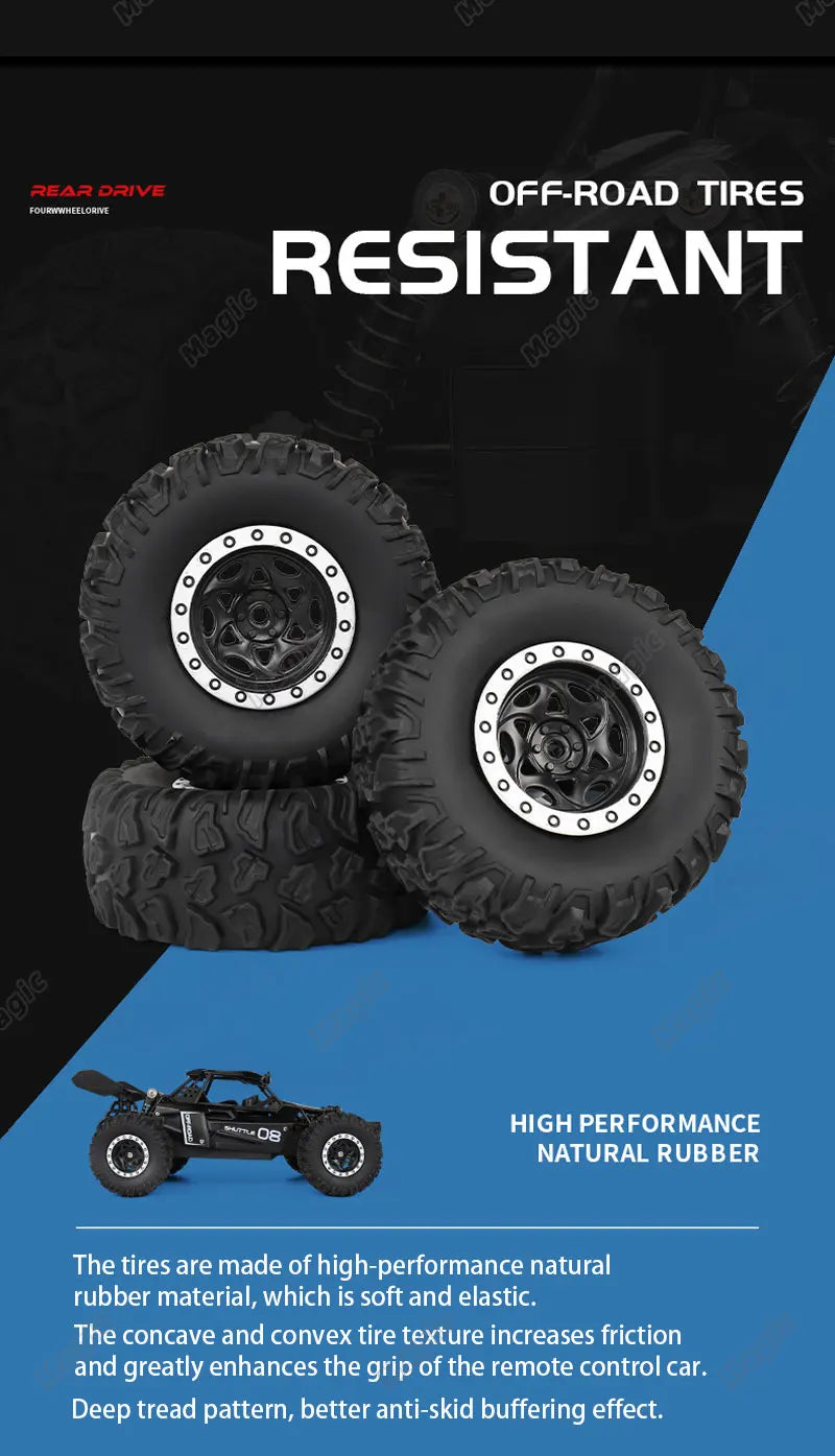 Carro RC 2.4Gh com Luzes LED 2WD, Alta Velocidade, Off-road, Controle Remoto, Escalada, Carros para Atividades ao Ar Livre, Drift, Brinquedos Infantis, Presentes para Meninos