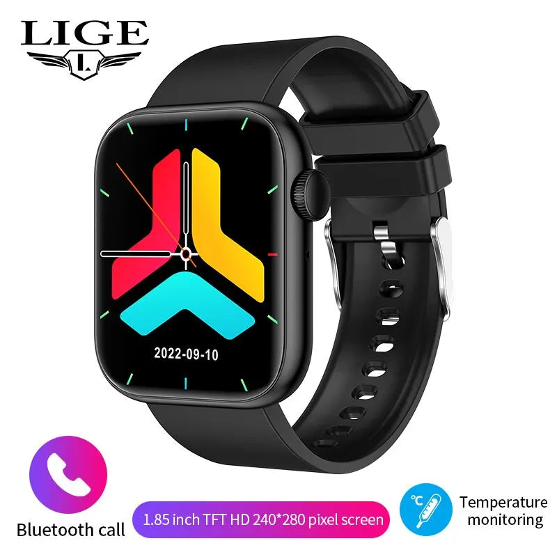 Relógio inteligente LIGE para mulheres, tela sensível ao toque, chamada Bluetooth, à prova d'água, esportivo, fitness, rastreador, relógio inteligente feminino