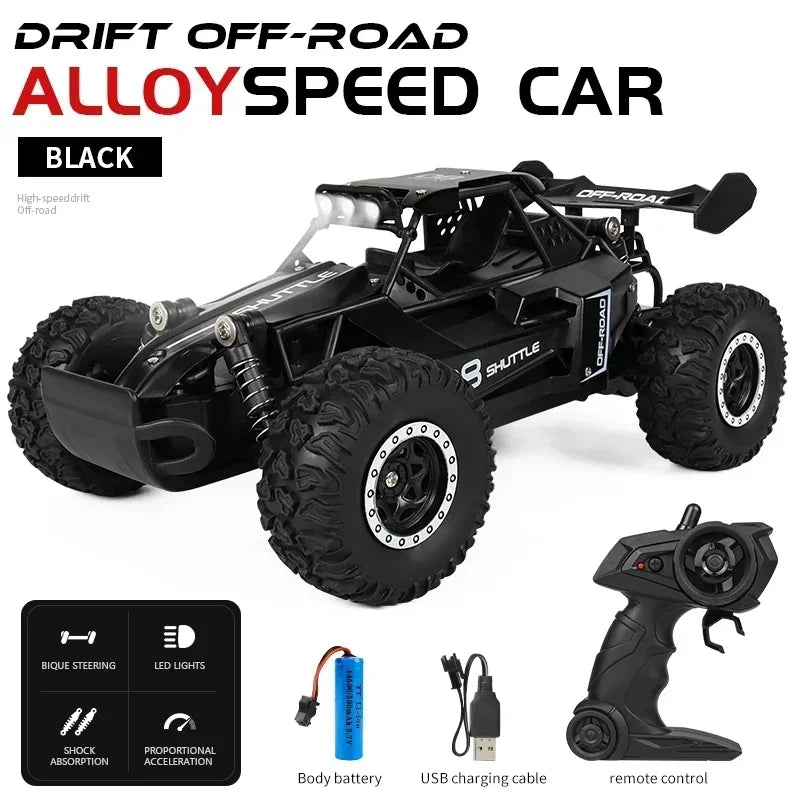 Carro RC 2.4Gh com Luzes LED 2WD, Alta Velocidade, Off-road, Controle Remoto, Escalada, Carros para Atividades ao Ar Livre, Drift, Brinquedos Infantis, Presentes para Meninos